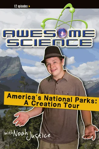 Awesome Science series poster featuring a host in a hat with a national parks theme.