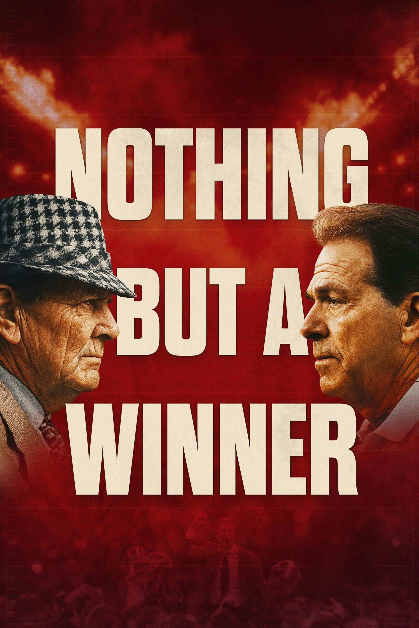 Nothing But a Winner movie poster featuring two football coaches facing off against a red background.