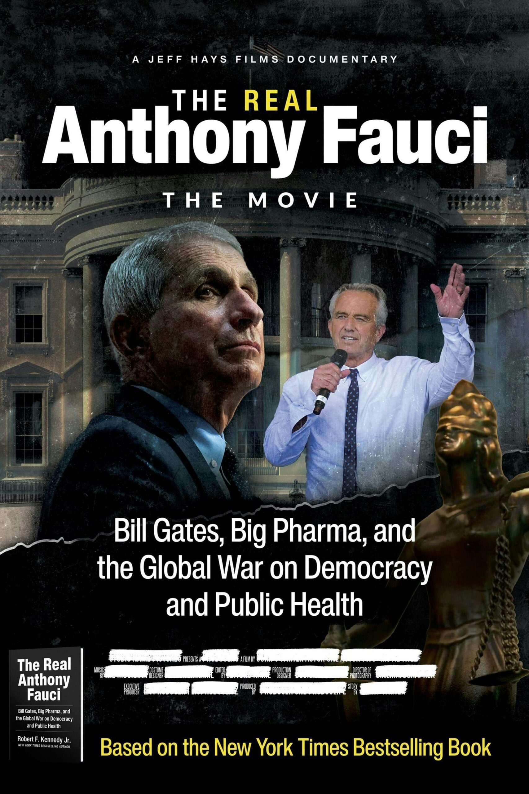 The Real Anthony Fauci documentary poster featuring Anthony Fauci with bold yellow title text.